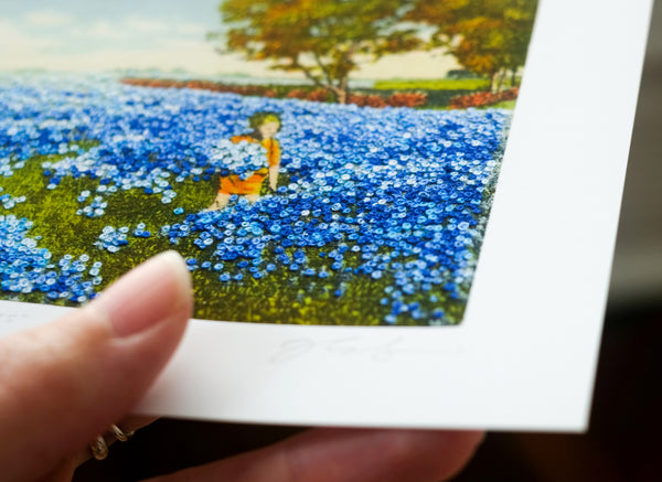 Bluebonnets - limited edition embellished art print