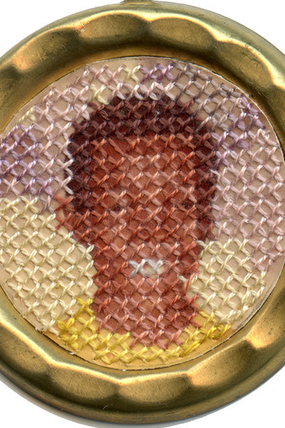 Memory medallion no. 04 - male color portrait in brass