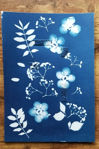 Stitched cyanotype study I