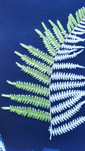 Botanical cyanotype series - Fern, in green and white