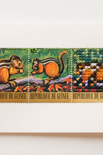 Stitched stamps: Squirrels de Guinee