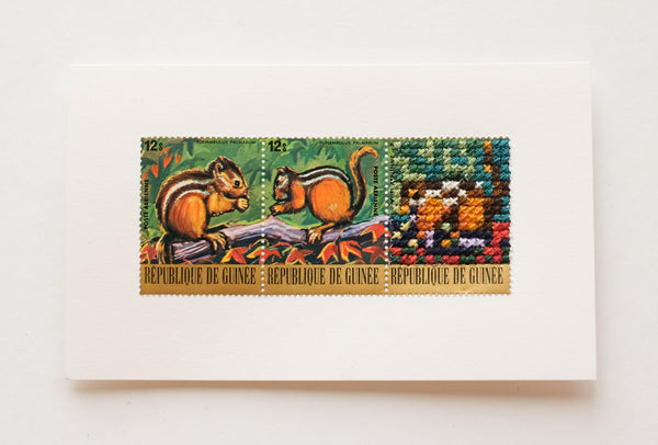 Stitched stamps: Squirrels de Guinee