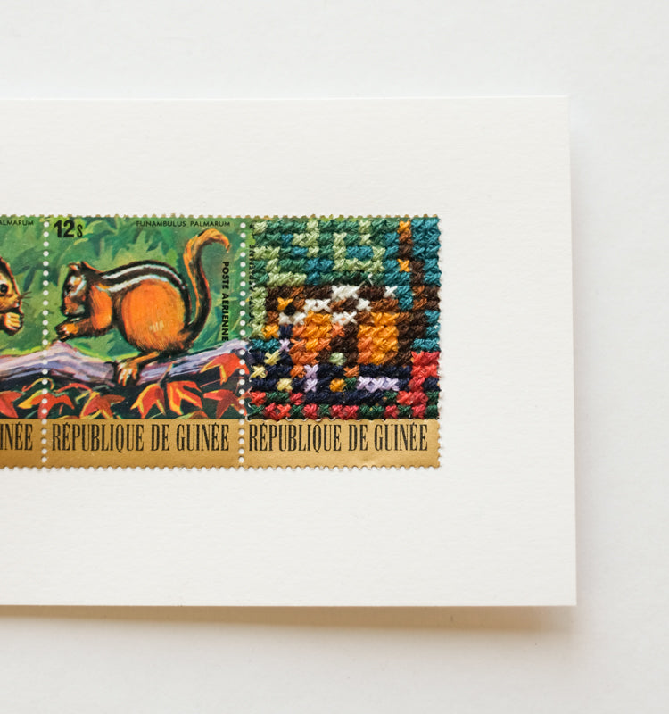 Stitched stamps: Squirrels de Guinee