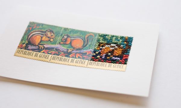 Stitched stamps: Squirrels de Guinee