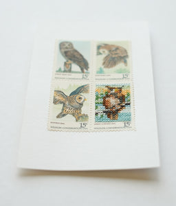 Stitched stamps: Owls