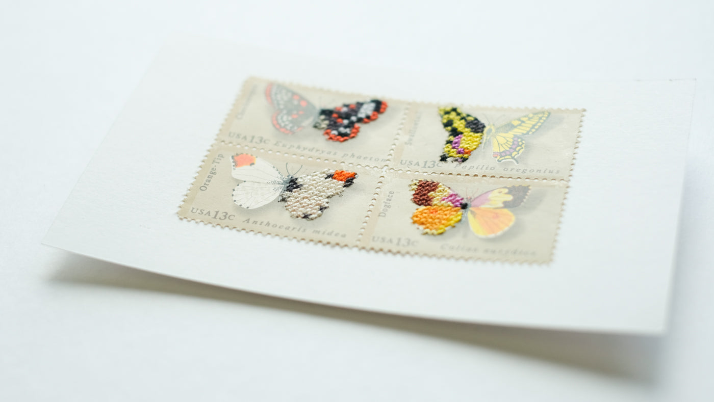 Stitched stamps: Butterflies
